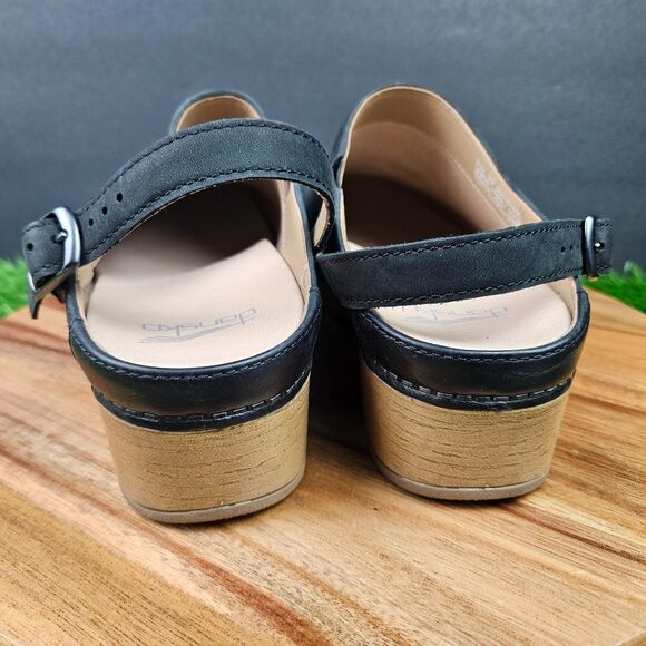 Dansko Berry Clog Shoes Womens EU39 US 9 Black Nubuck Leather Clogs Slip On - Picture 3 of 14